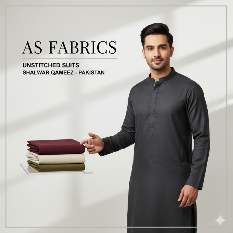 Man wearing black Pakistani traditional wash and wear suit